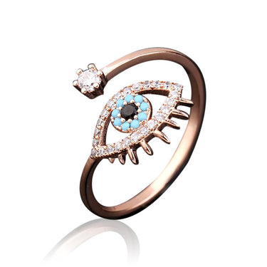 Resizeable Evil Eye Protection Rosegold Ring-Your Soul Place